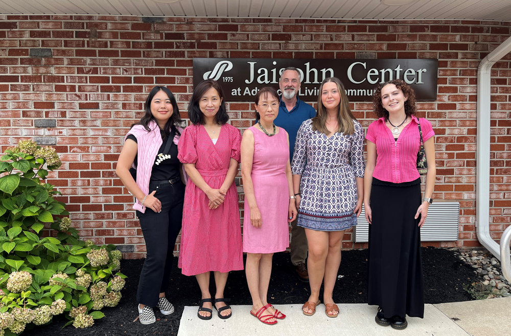 Eunice Park-Clinton, center, with five members of her research team, at the Jaisohn Center in Lansdale, Pa.